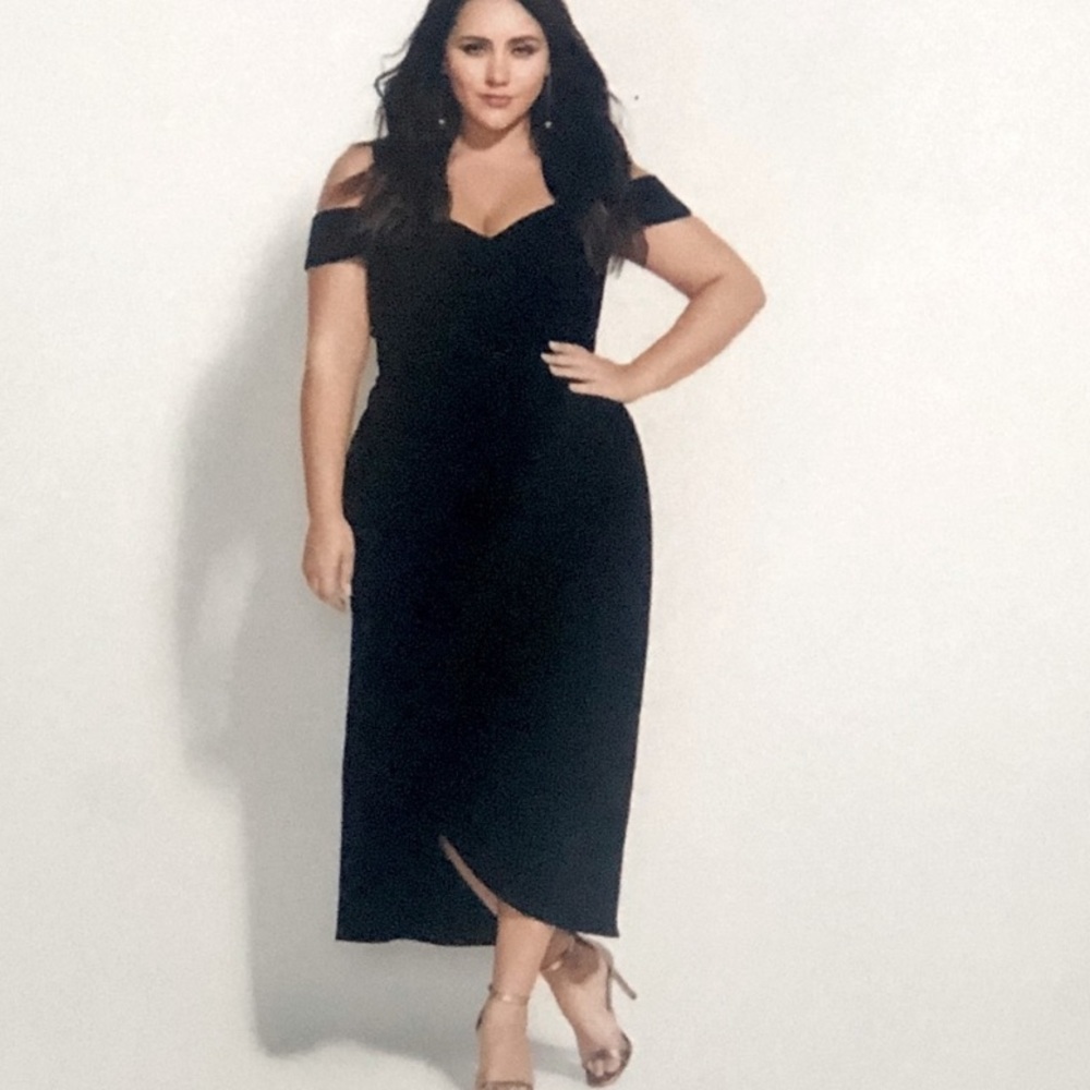 City Chic rippled love-off the shoulder sheath